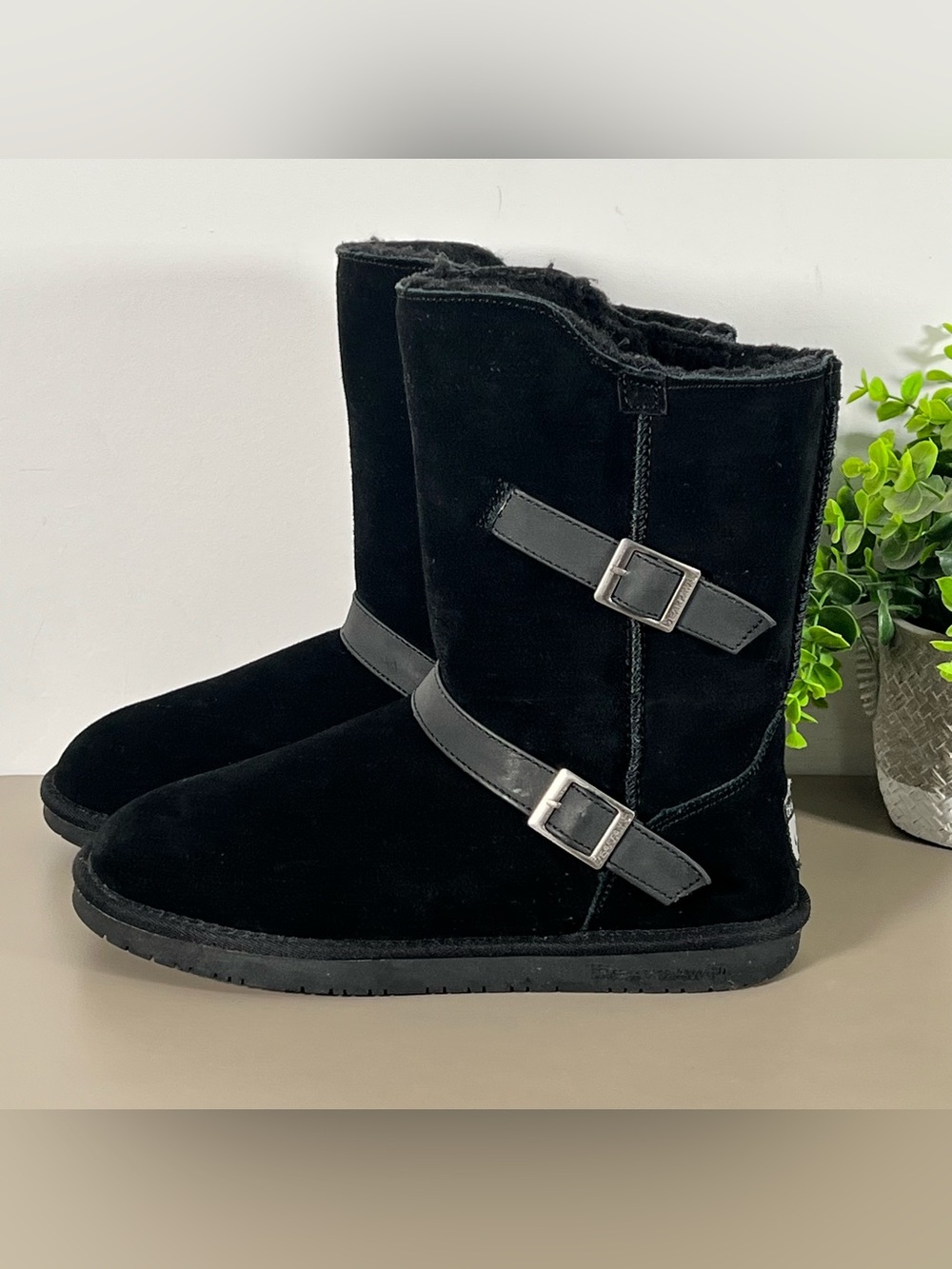 Bearpaw Women’s Valerie Mid-Calf Suede Boots Black Size 11